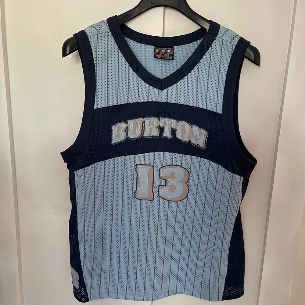 Burton Light Blue & Navy Mesh Basketball Jersey #13